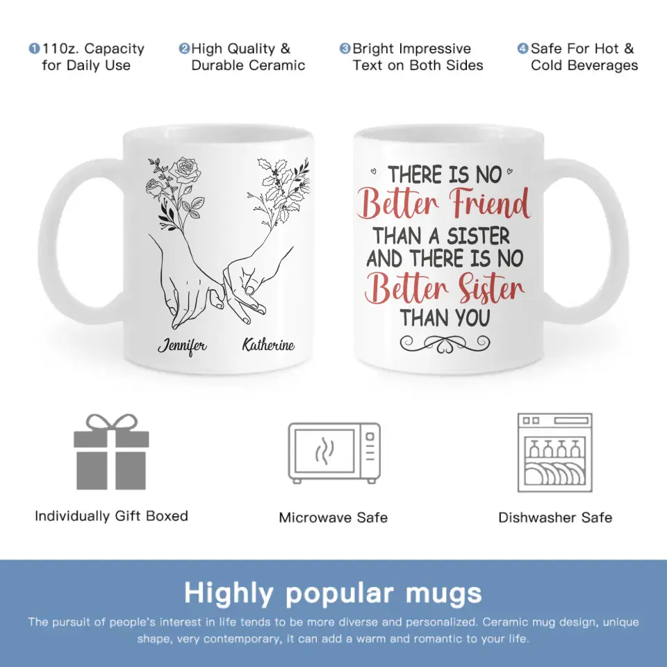 Bestie BFF Personalized Custom Mug - There Is No Better Sister Than You