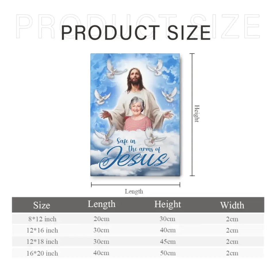 Memorial Gifts Personalized Canvas - Safe In The Arms Of Jesus