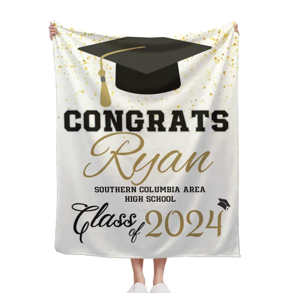 Personalized 2024 high school graduation blanket