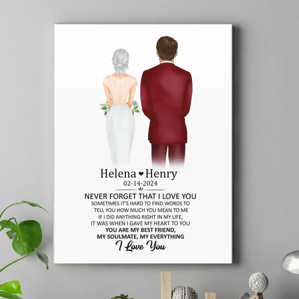 Personalized Canvas Wall Art/Blanket - Never Forget That I Love You, Anniversary Gift