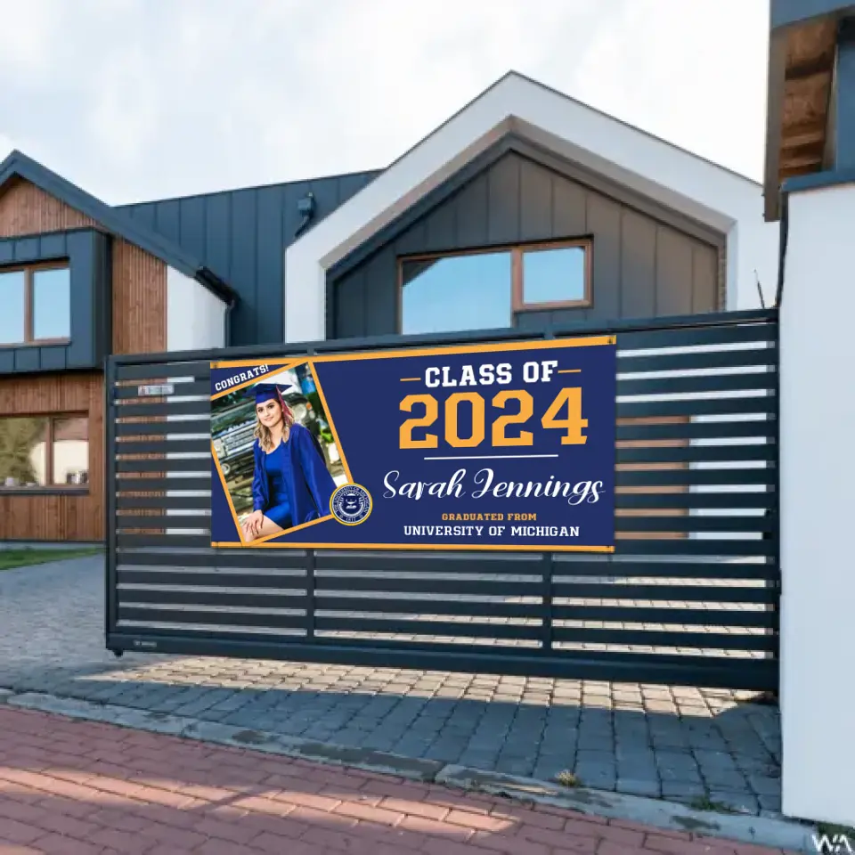 Class of 2024 Graduation Banner, Personalized Graduation Gift, Graduation Party Decorations, Custom School And Photo