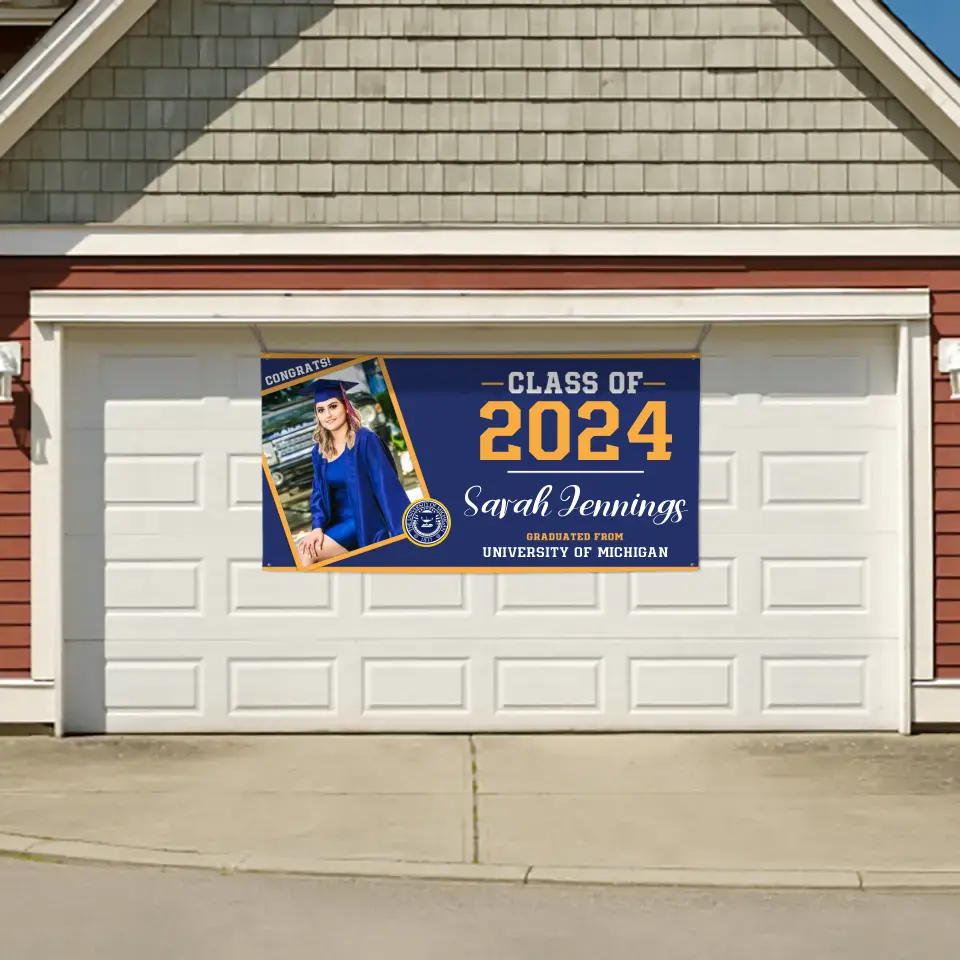 Class of 2024 Graduation Banner, Personalized Graduation Gift, Graduation Party Decorations, Custom School And Photo