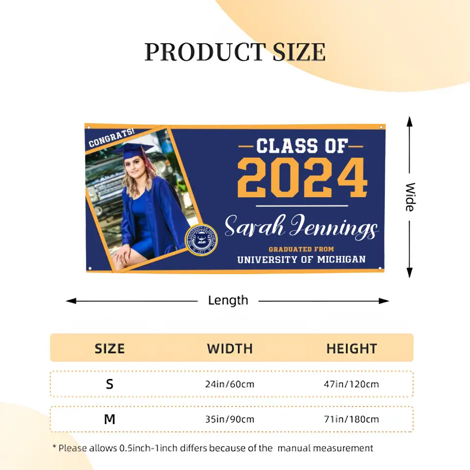 Class of 2024 Graduation Banner, Personalized Graduation Gift, Graduation Party Decorations, Custom School And Photo
