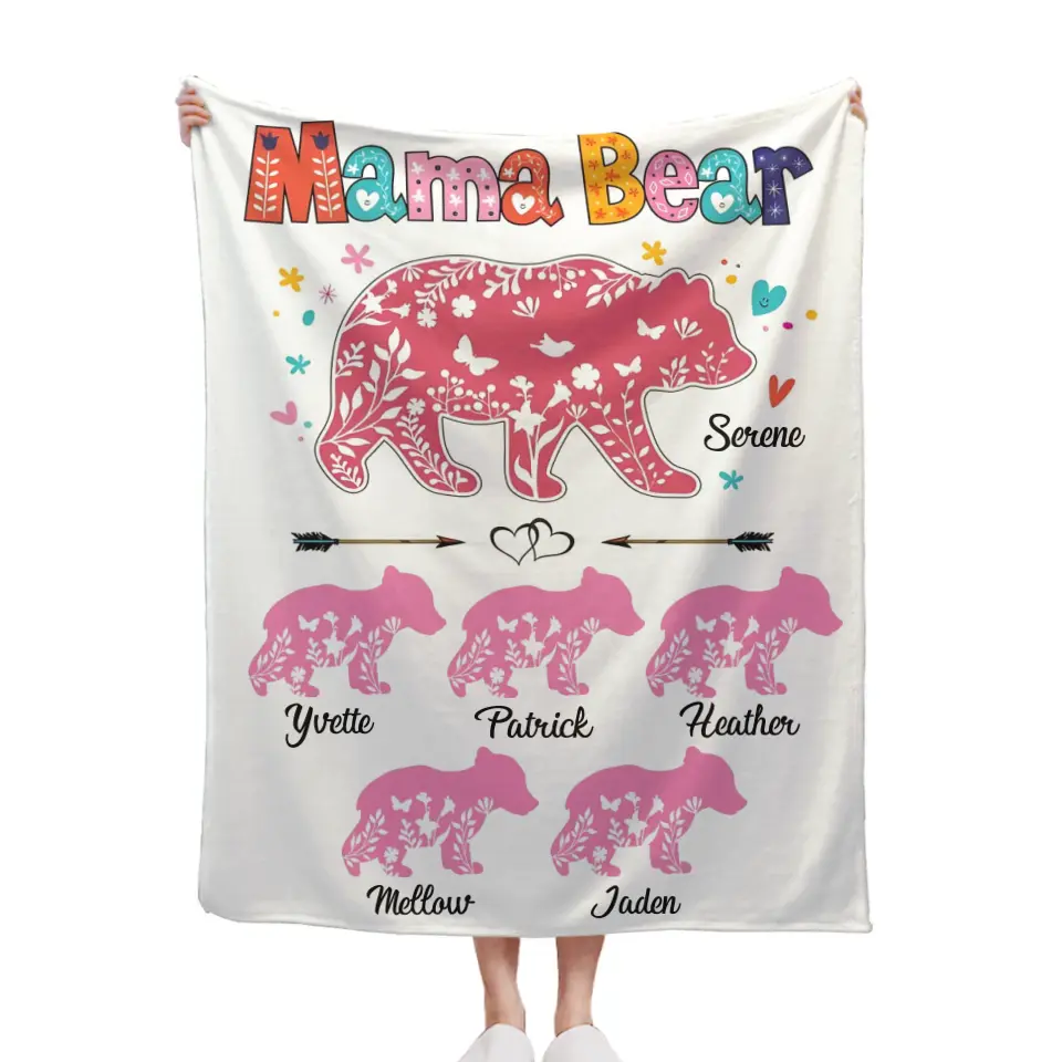 Personalized Mama Bear Colorful Blanket - Best Gift For Mother