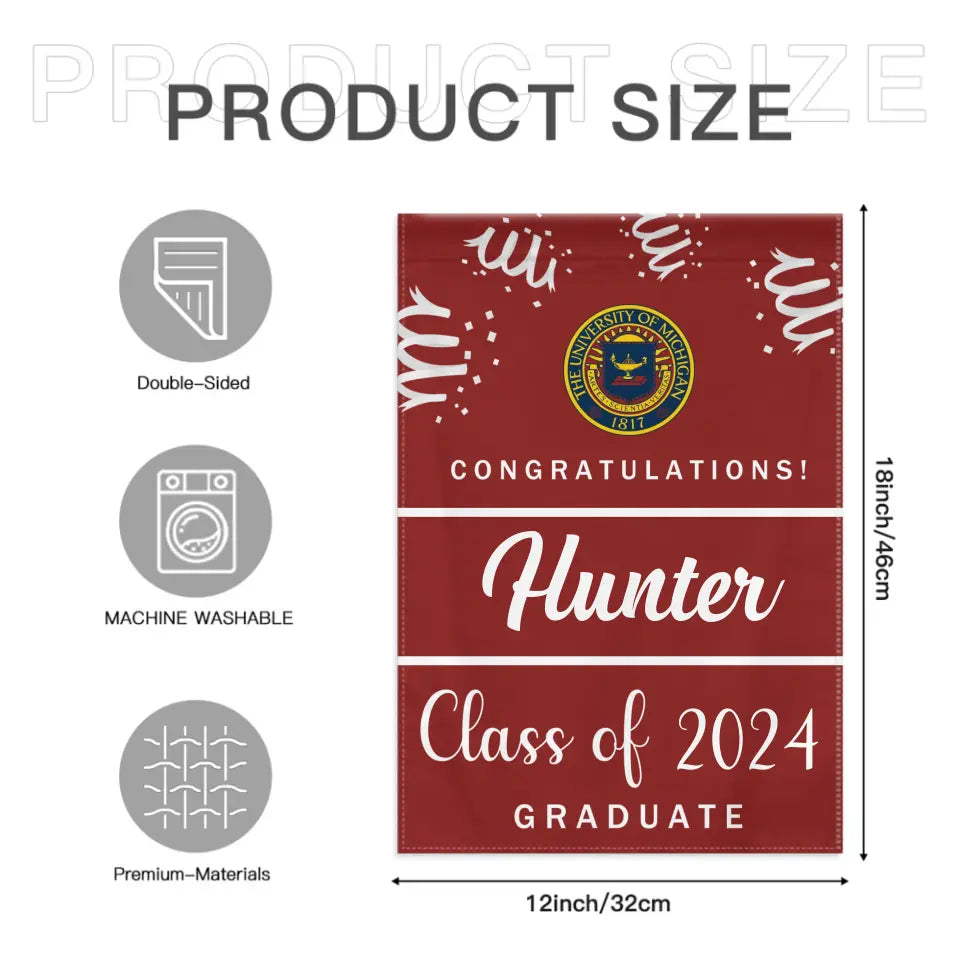 Custom Graduation School Logo Flag, College Class of 2025 Grad Flag