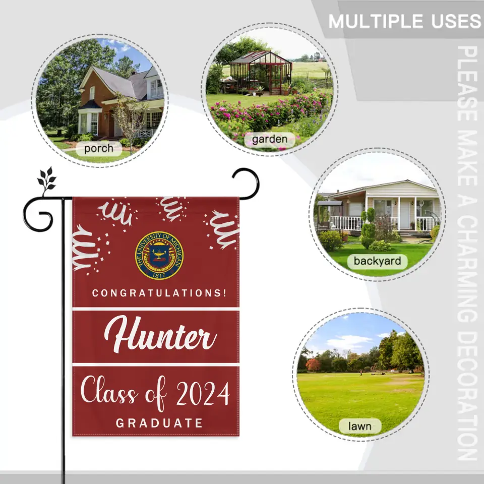 Custom Graduation School Logo Flag, College Class of 2025 Grad Flag