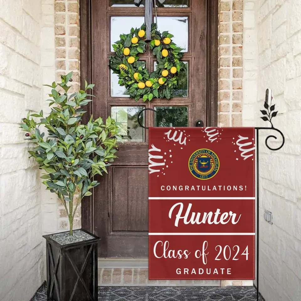 Custom Graduation School Logo Flag, College Class of 2025 Grad Flag