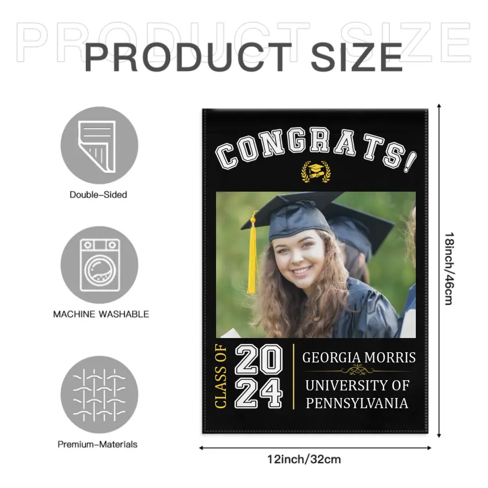 Graduation Celebration - Graduation Gift - Personalized Custom Photo Flag