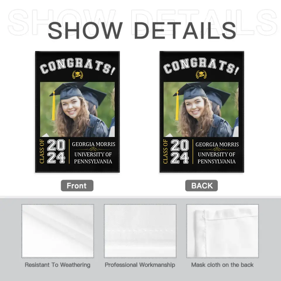 Graduation Celebration - Graduation Gift - Personalized Custom Photo Flag