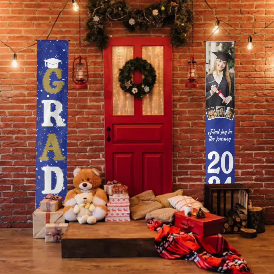 Personalized Custom 4 Photo Graduation Door Banner Party Decorations