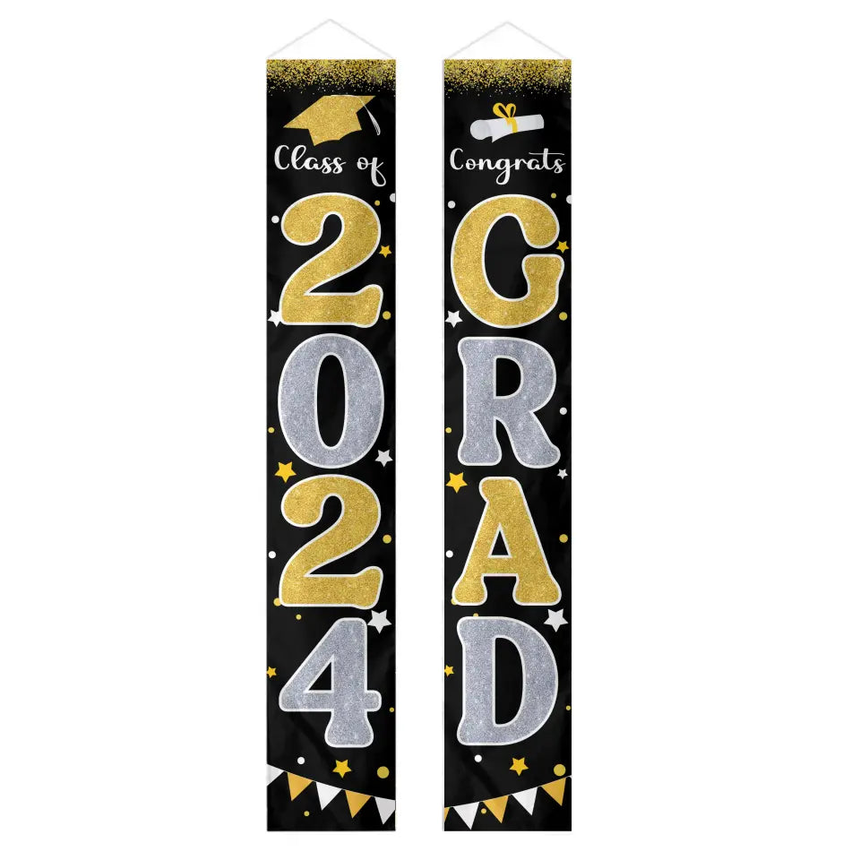 Graduation Decorations 2024 GRAD Flash Banner Porch Door Sign