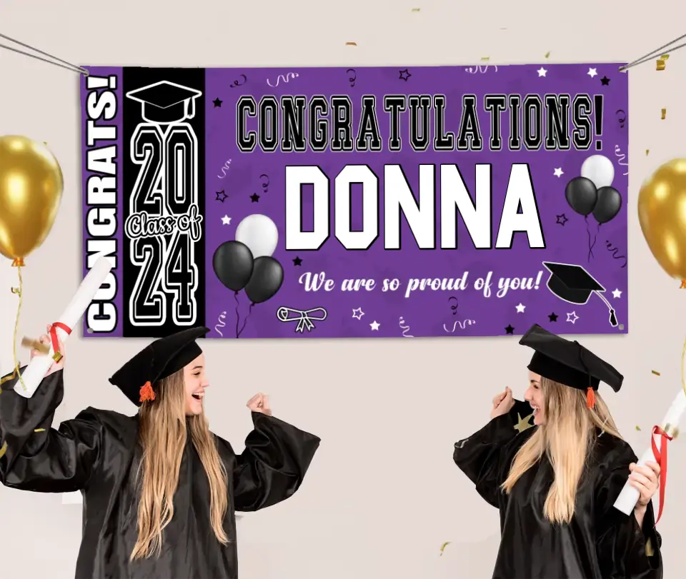Personalized Graduation Party Decorations - Class of 2024 Graduation Banner - Congrats Banner for College High School Party Supplies