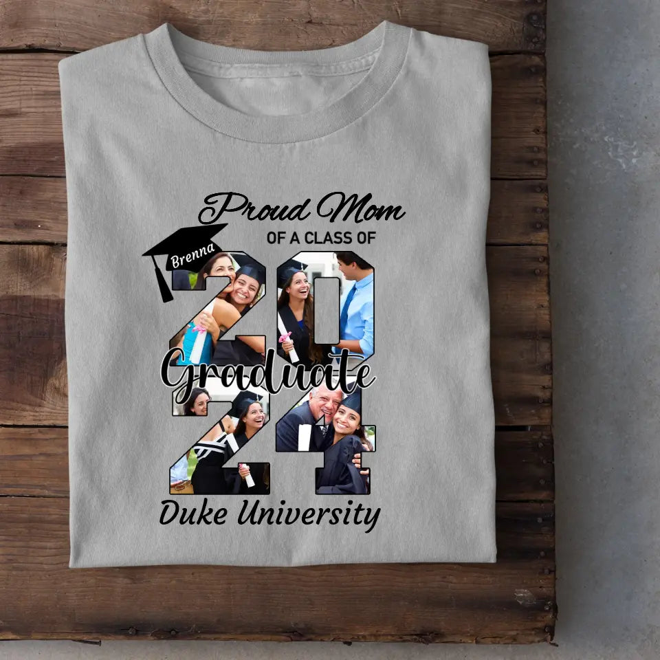 Personalized Graduation T-Shirt - Customized Name, Year and 4 Photos, Gift for Graduates