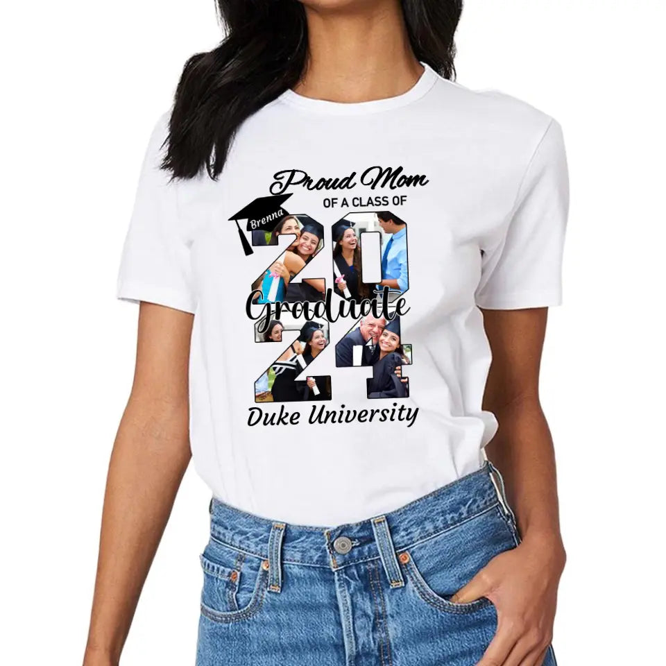 Personalized Graduation T-Shirt - Customized Name, Year and 4 Photos, Gift for Graduates