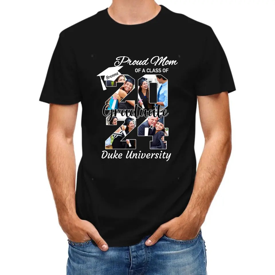 Personalized Graduation T-Shirt - Customized Name, Year and 4 Photos, Gift for Graduates
