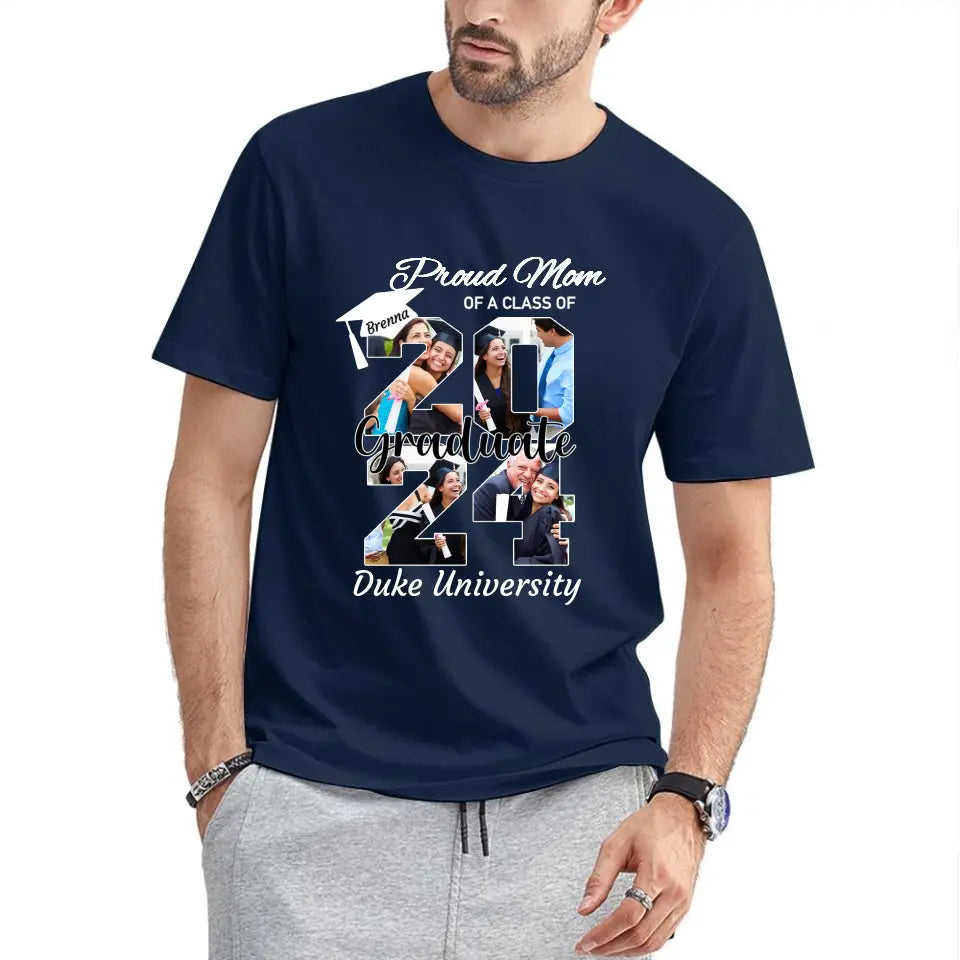 Personalized Graduation T-Shirt - Customized Name, Year and 4 Photos, Gift for Graduates