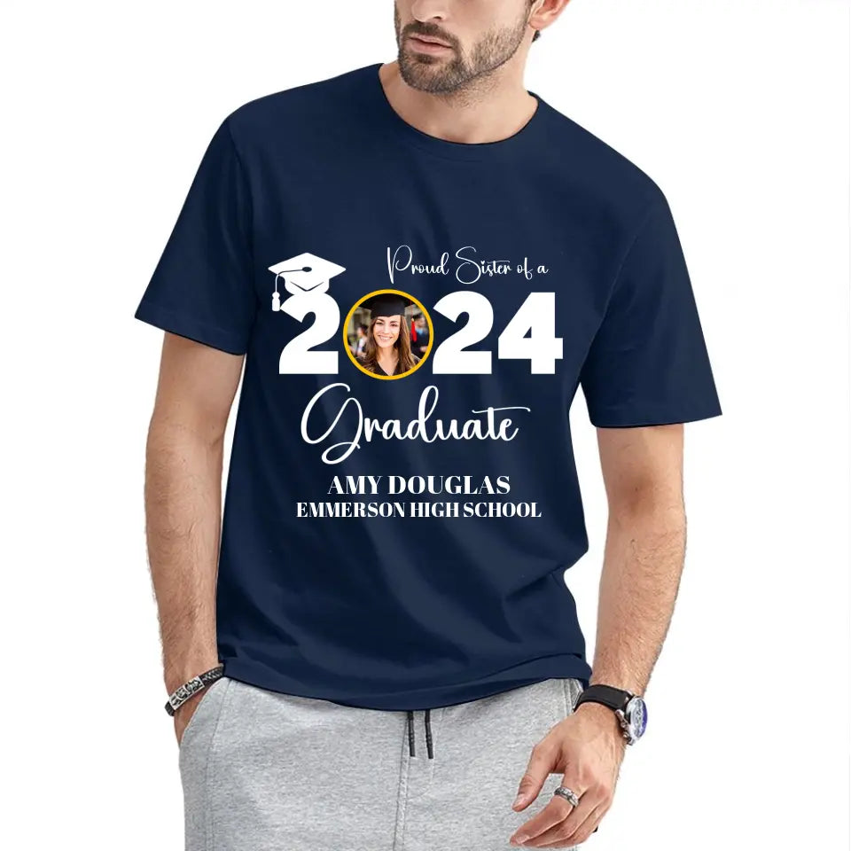 Custom Graduation Photo T-shirt, Proud Mom Of A Graduate
