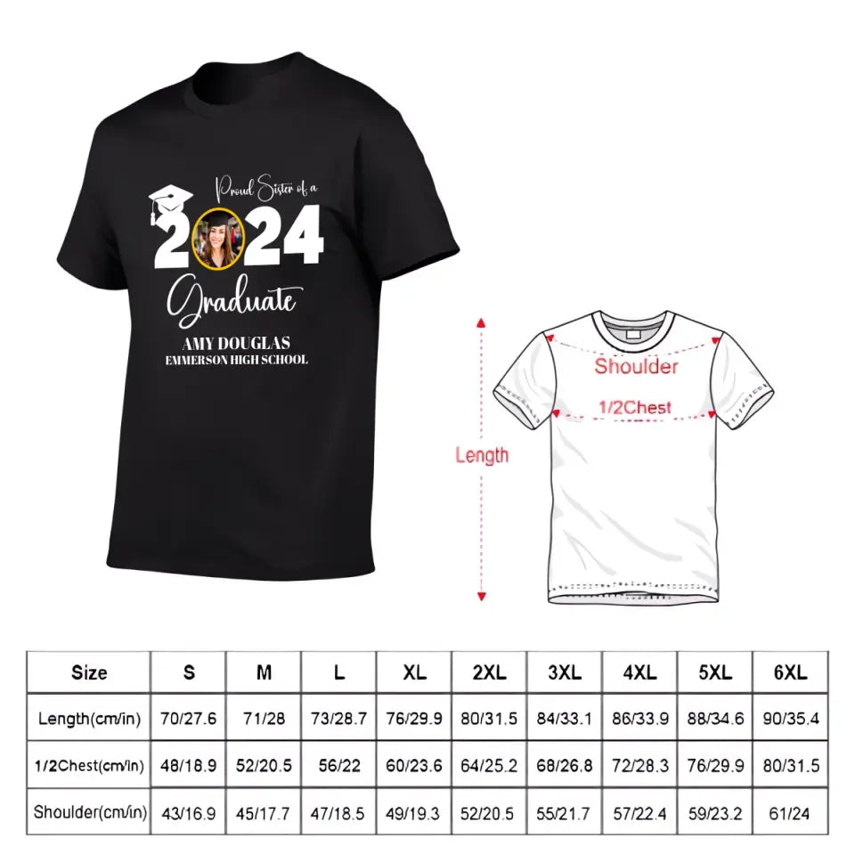 Custom Graduation Photo T-shirt, Proud Mom Of A Graduate