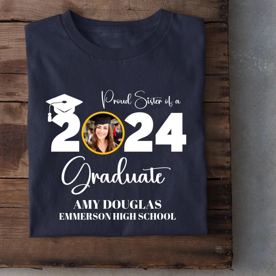 Custom Graduation Photo T-shirt, Proud Mom Of A Graduate