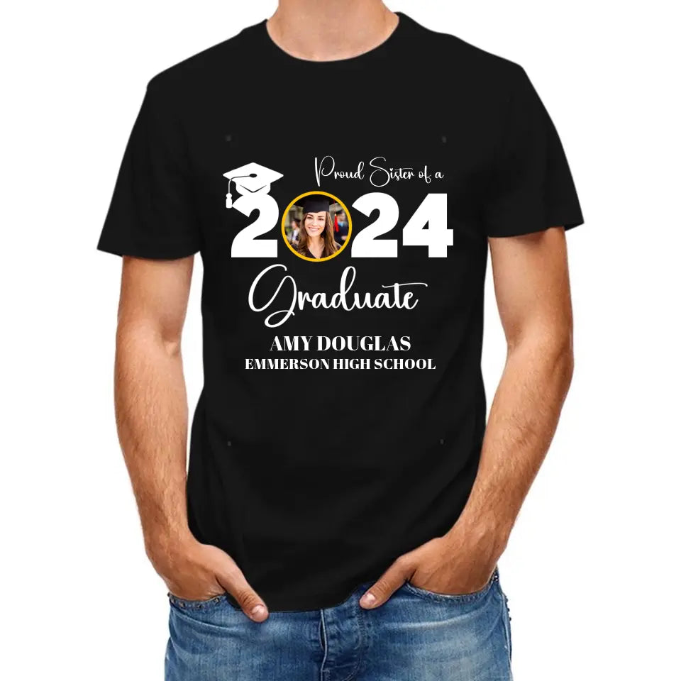 Custom Graduation Photo T-shirt, Proud Mom Of A Graduate