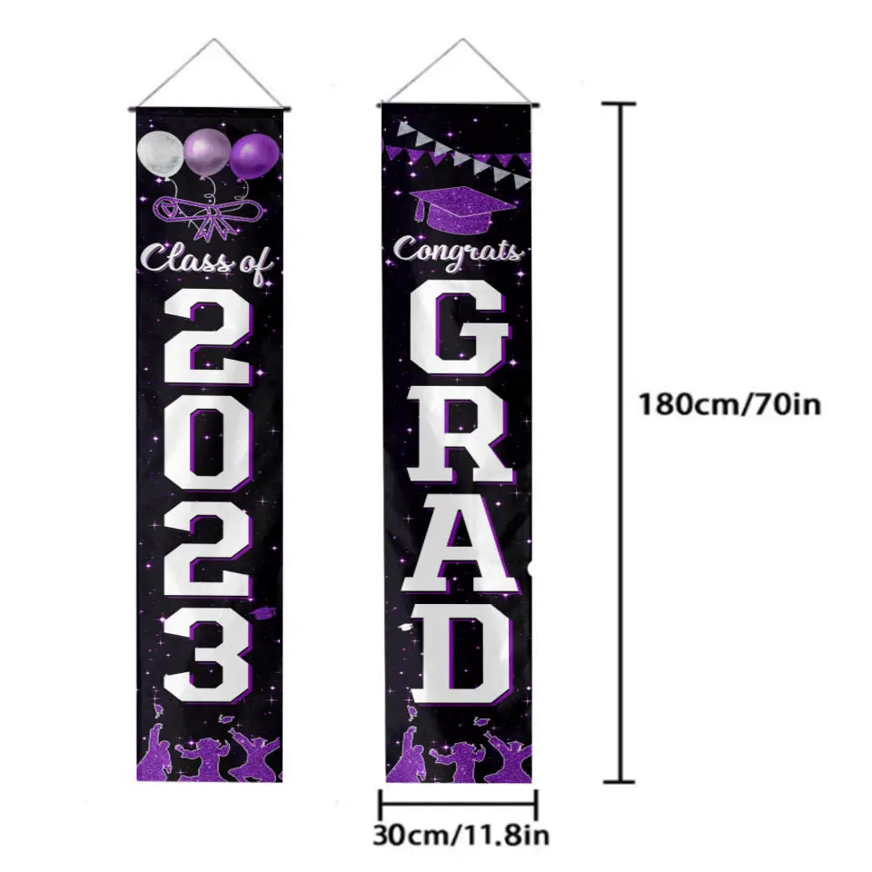 2024 Graduation Decorations-Class of 2024 Congrats Grad Porch Purple Sign Banner