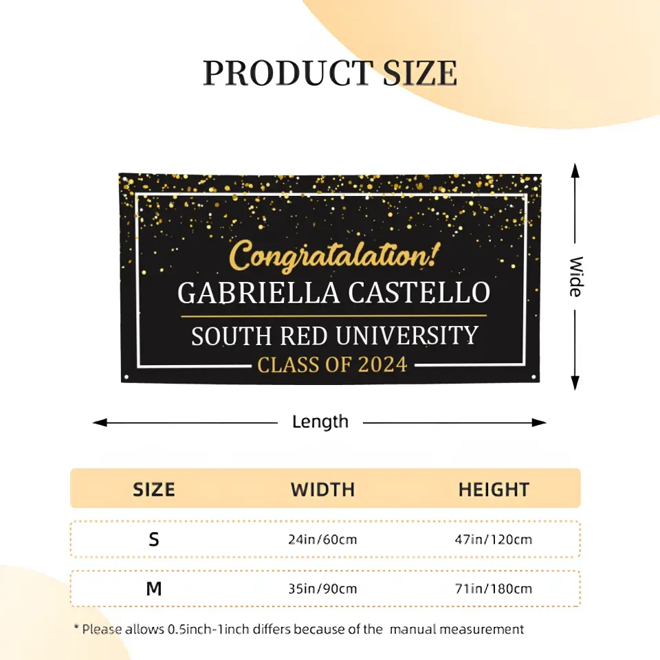 Congratulations To The Class Of 2024 Black Gold Light Dot Border Banner