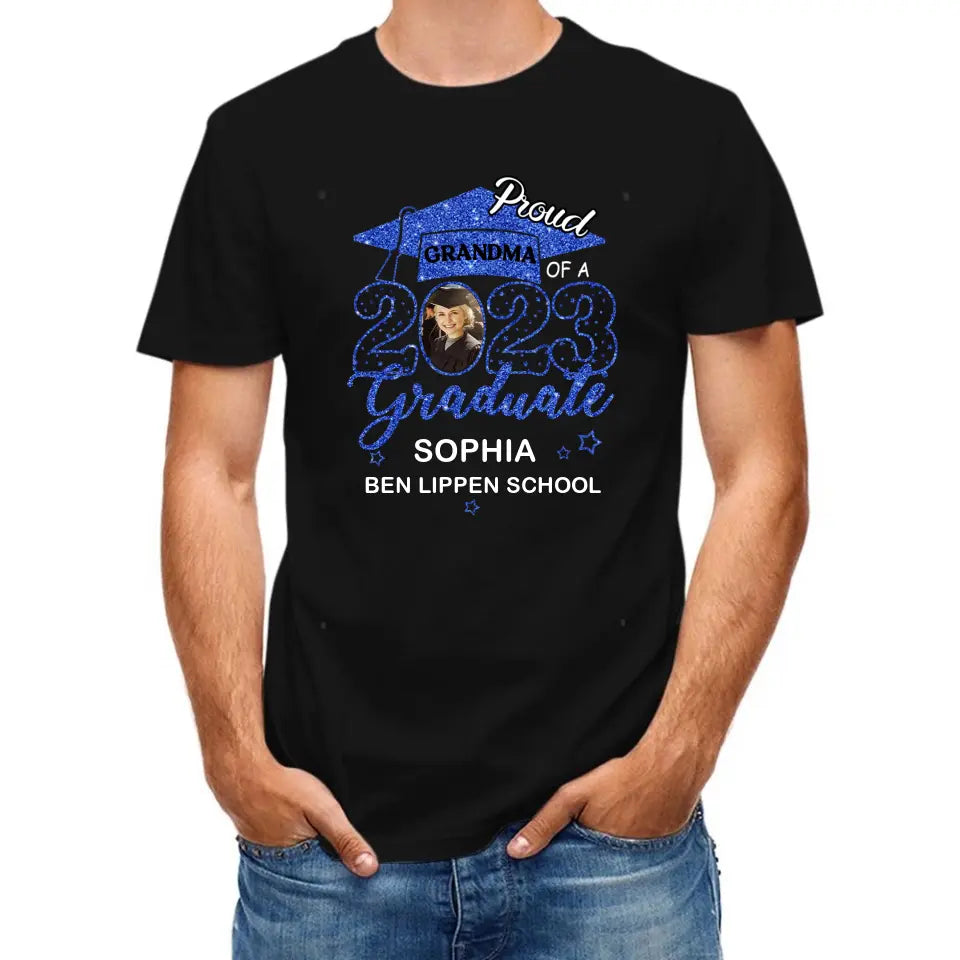 Custom Proud With Glitter Star Graduation Cap Photo Shirts, Graduation Gift