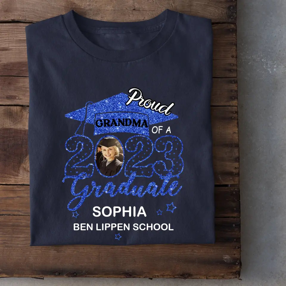 Custom Proud With Glitter Star Graduation Cap Photo Shirts, Graduation Gift