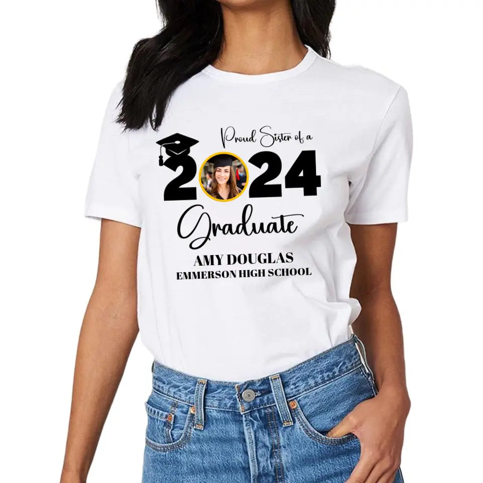 Custom Graduation Photo T-shirt, Proud Mom Of A Graduate