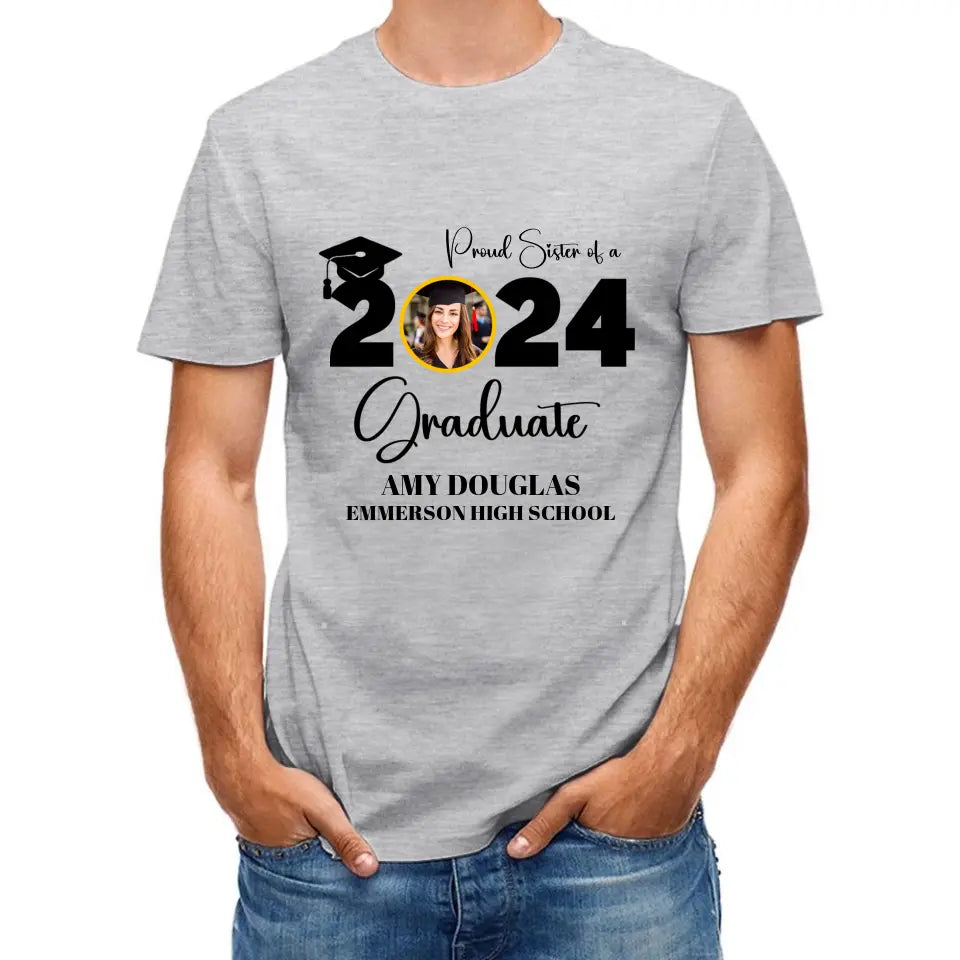 Custom Graduation Photo T-shirt, Proud Mom Of A Graduate