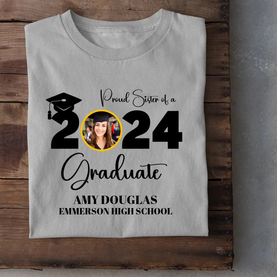 Custom Graduation Photo T-shirt, Proud Mom Of A Graduate
