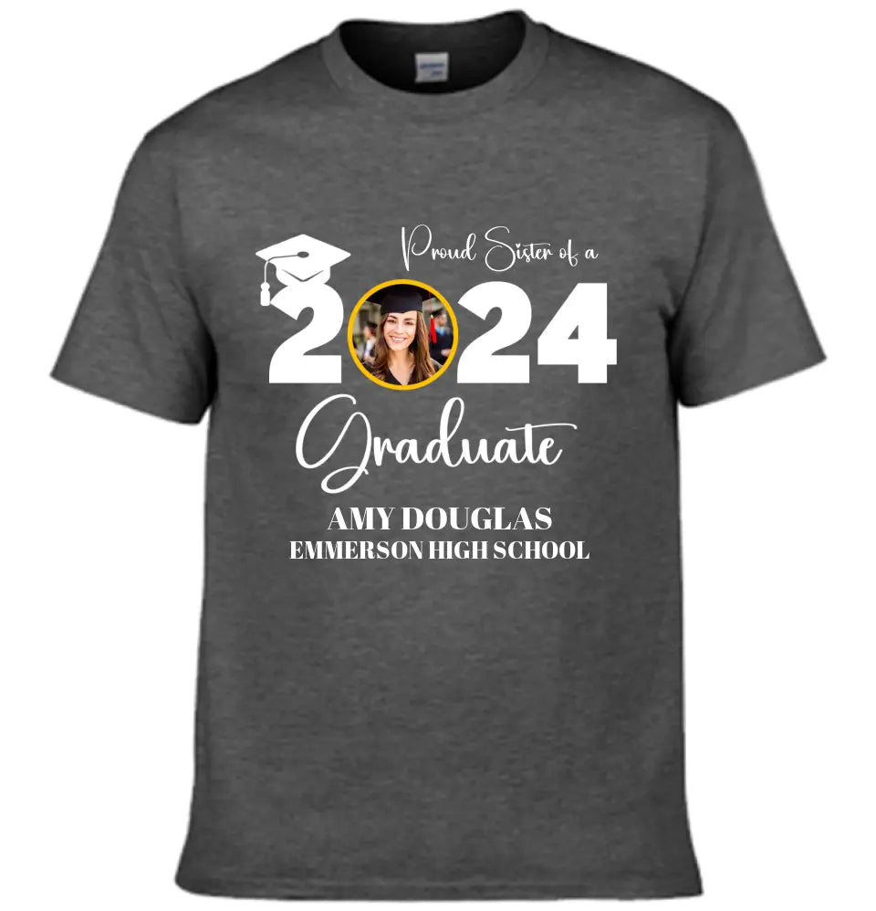 Custom Graduation Photo T-shirt, Proud Mom Of A Graduate