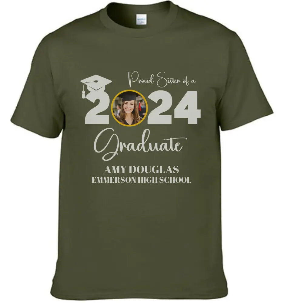 Custom Graduation Photo T-shirt, Proud Mom Of A Graduate