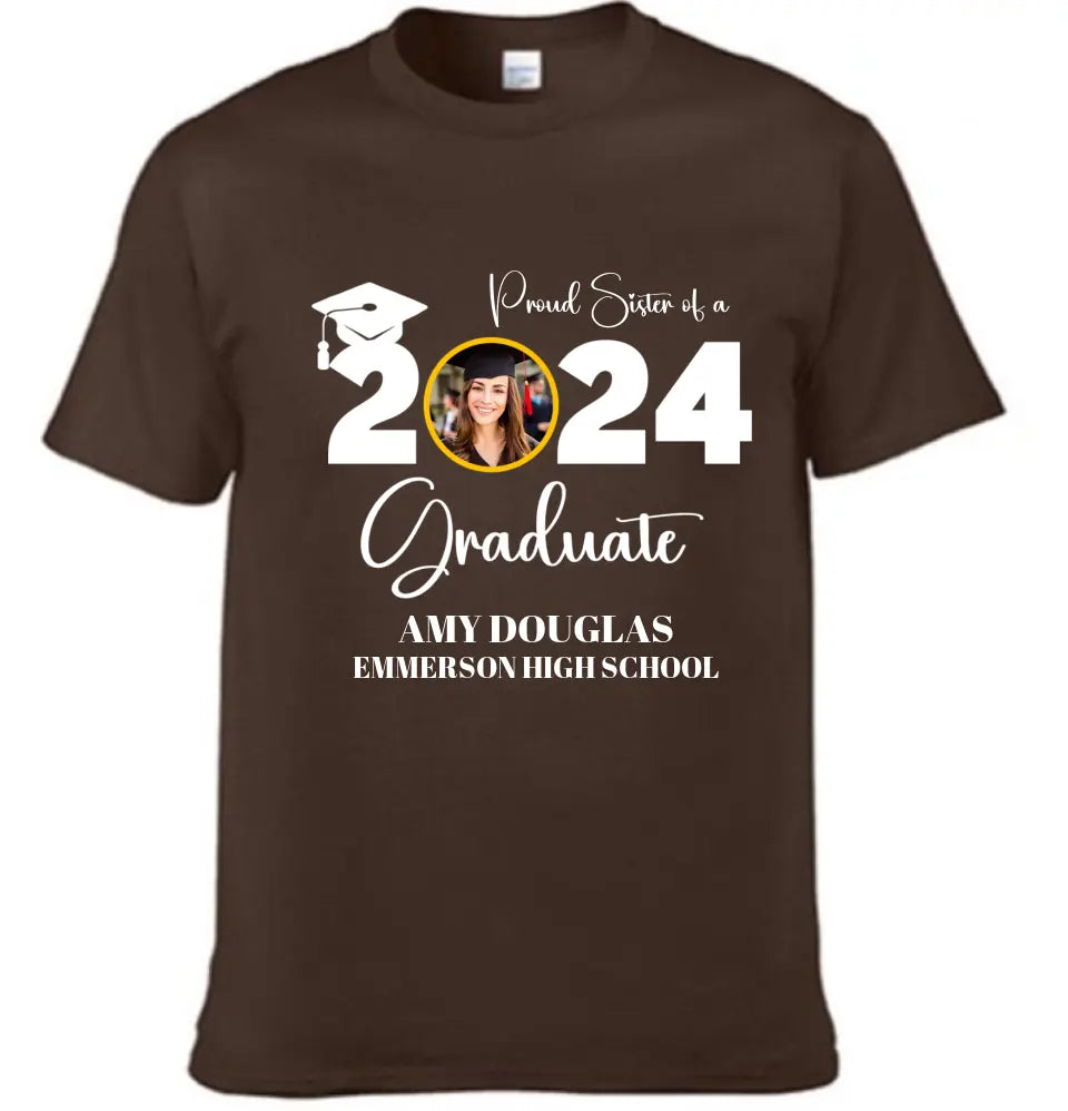Custom Graduation Photo T-shirt, Proud Mom Of A Graduate