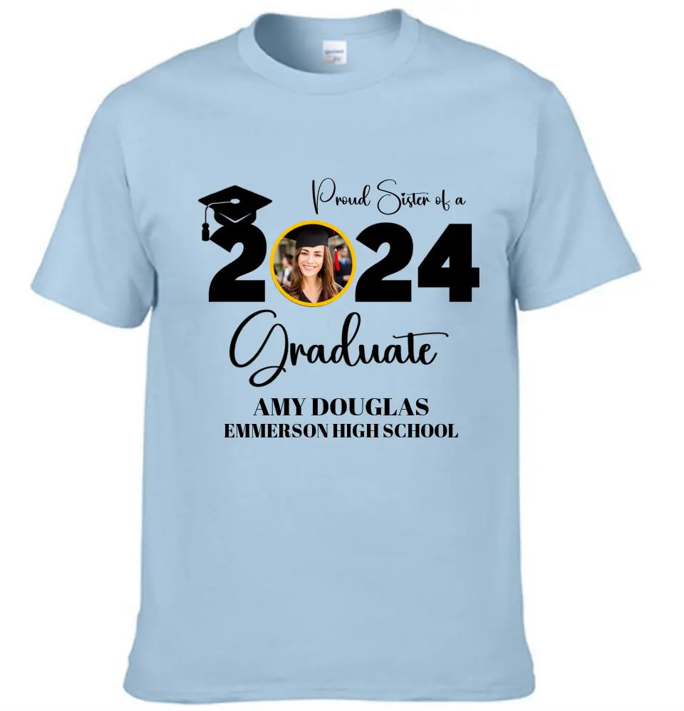 Custom Graduation Photo T-shirt, Proud Mom Of A Graduate