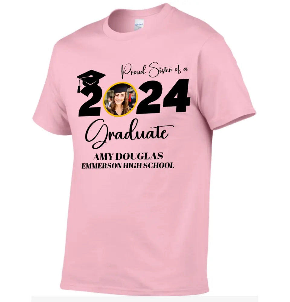 Custom Graduation Photo T-shirt, Proud Mom Of A Graduate