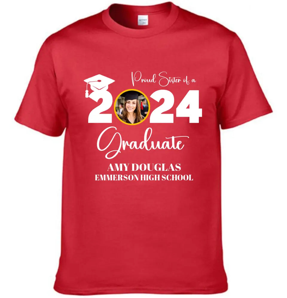 Custom Graduation Photo T-shirt, Proud Mom Of A Graduate