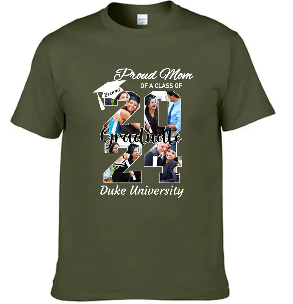 Personalized Graduation T-Shirt - Customized Name, Year and 4 Photos, Gift for Graduates