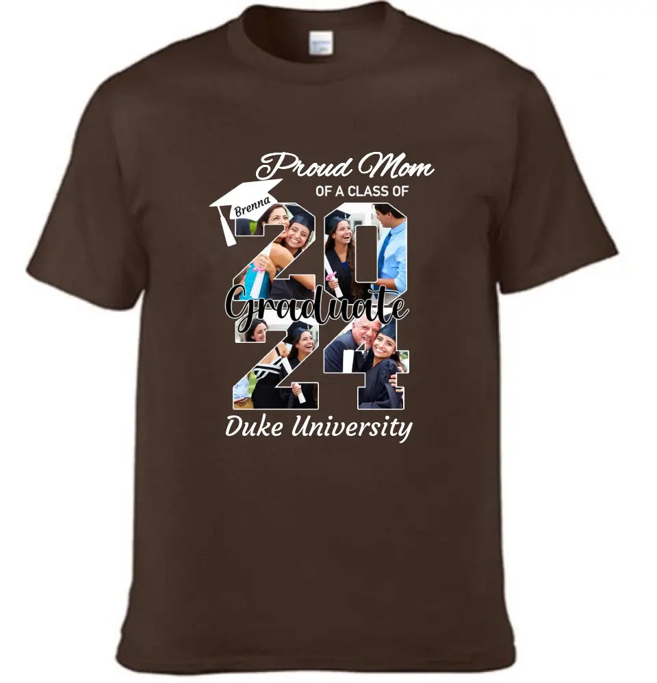 Personalized Graduation T-Shirt - Customized Name, Year and 4 Photos, Gift for Graduates