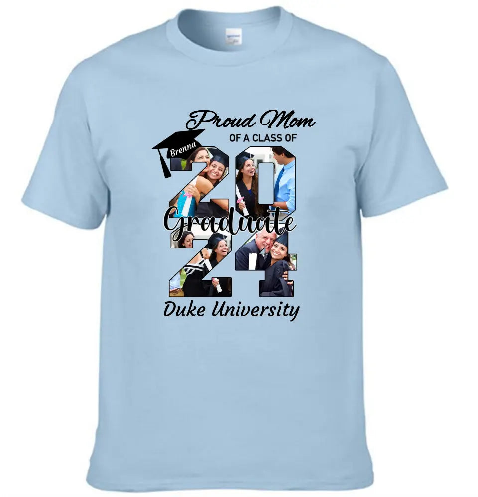 Personalized Graduation T-Shirt - Customized Name, Year and 4 Photos, Gift for Graduates