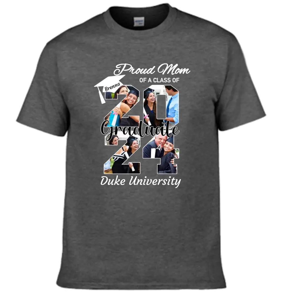 Personalized Graduation T-Shirt - Customized Name, Year and 4 Photos, Gift for Graduates