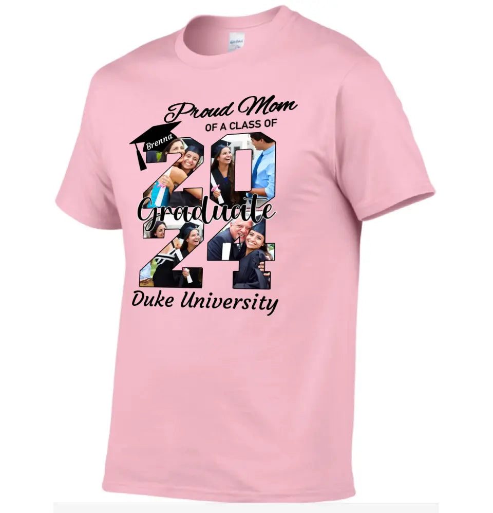 Personalized Graduation T-Shirt - Customized Name, Year and 4 Photos, Gift for Graduates