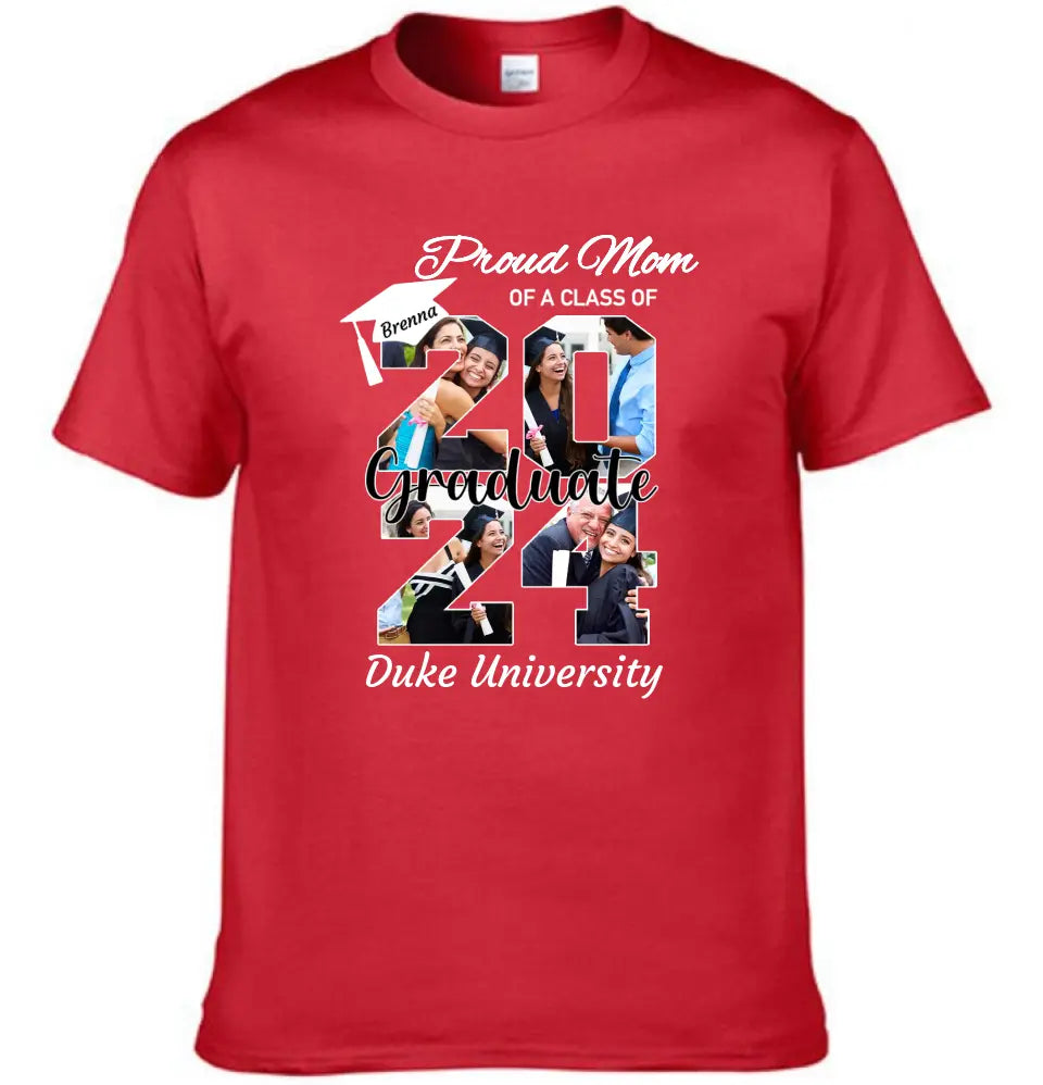 Personalized Graduation T-Shirt - Customized Name, Year and 4 Photos, Gift for Graduates