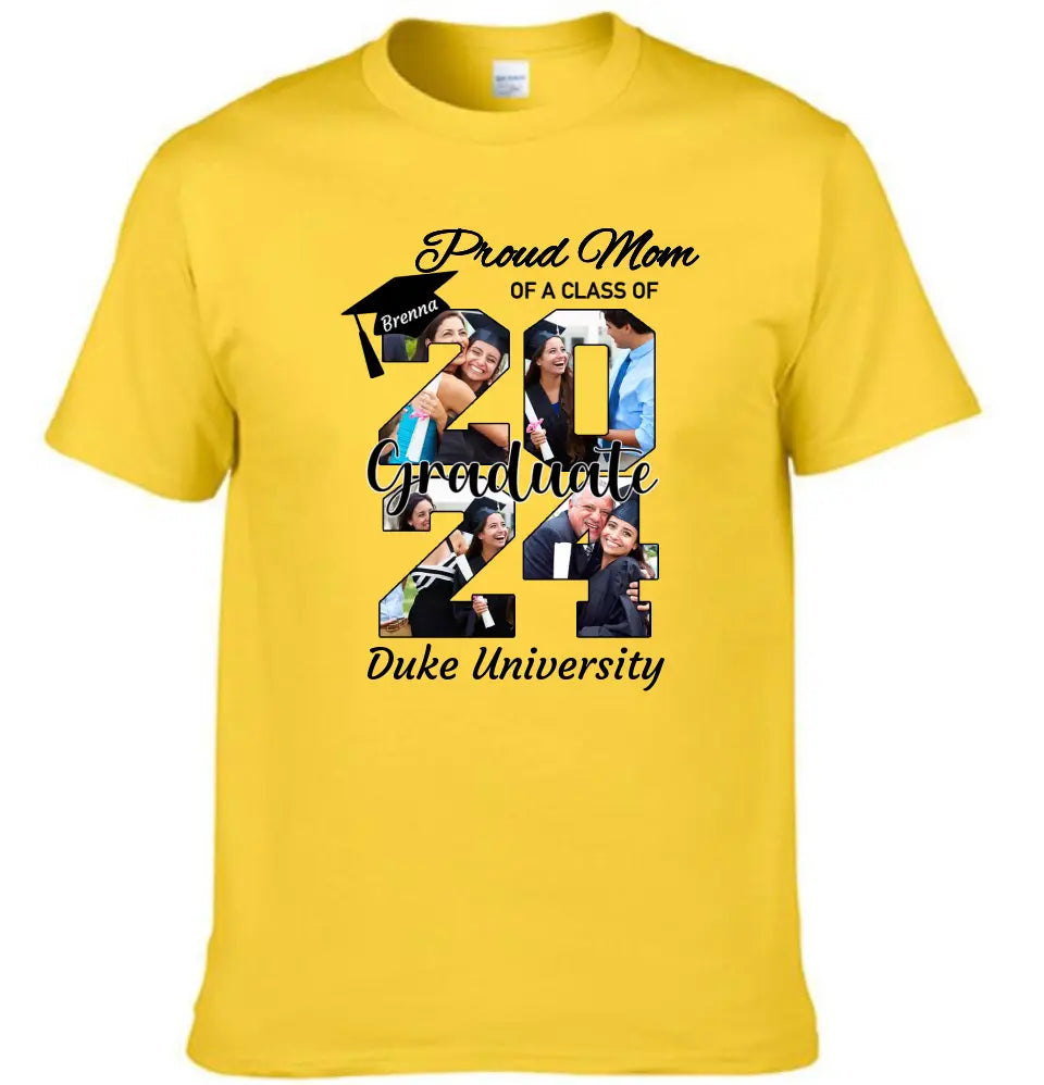 Personalized Graduation T-Shirt - Customized Name, Year and 4 Photos, Gift for Graduates