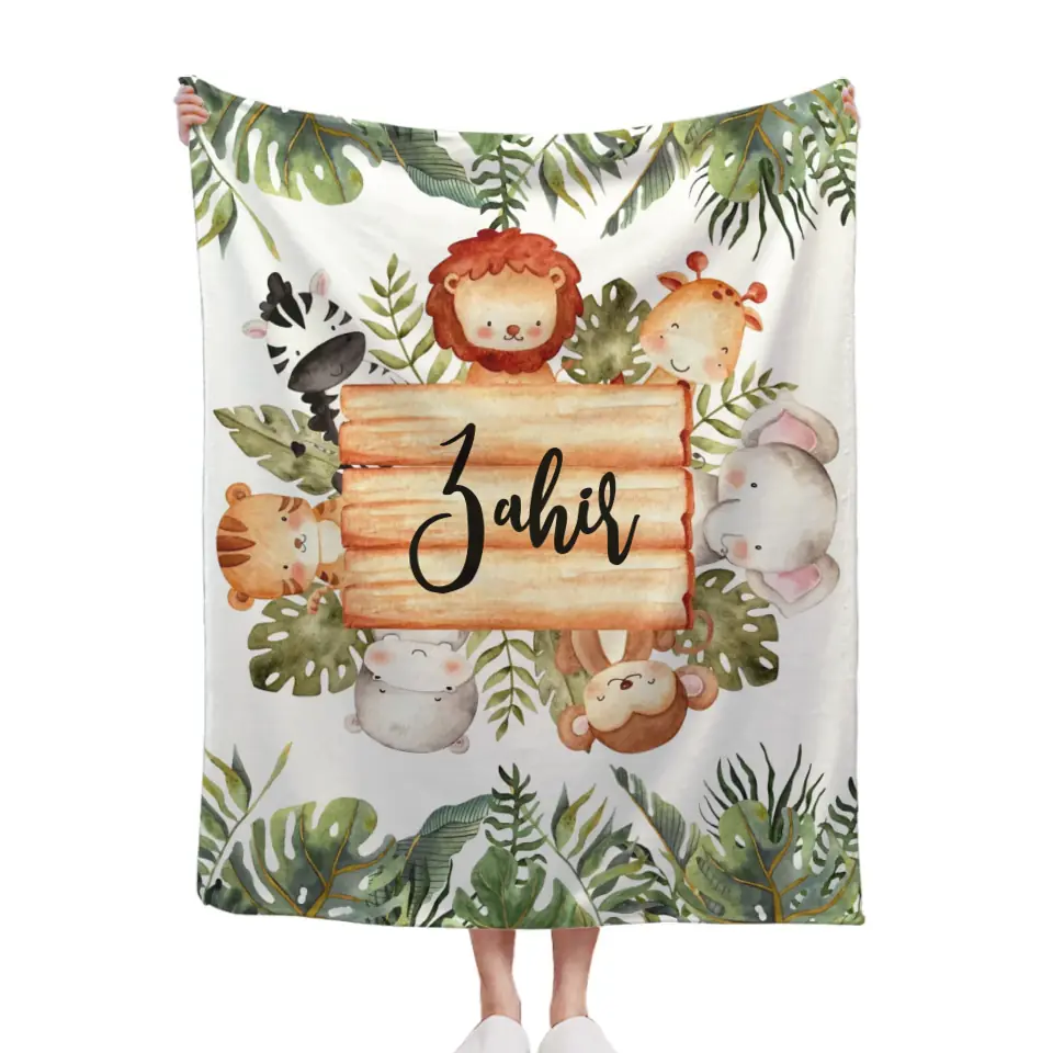 Personalized Woodland Baby Blanket, Customized Name Blanket, Gift for Baby