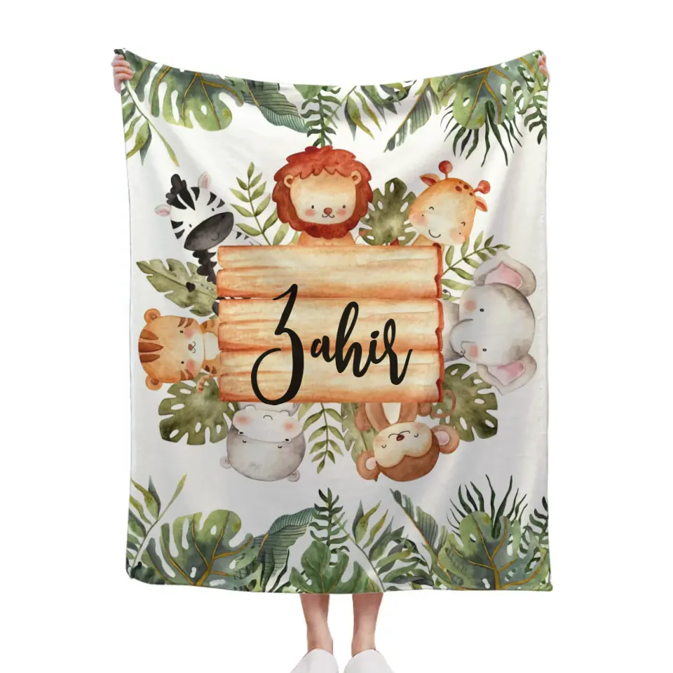 Personalized Woodland Baby Blanket, Customized Name Blanket, Gift for Baby