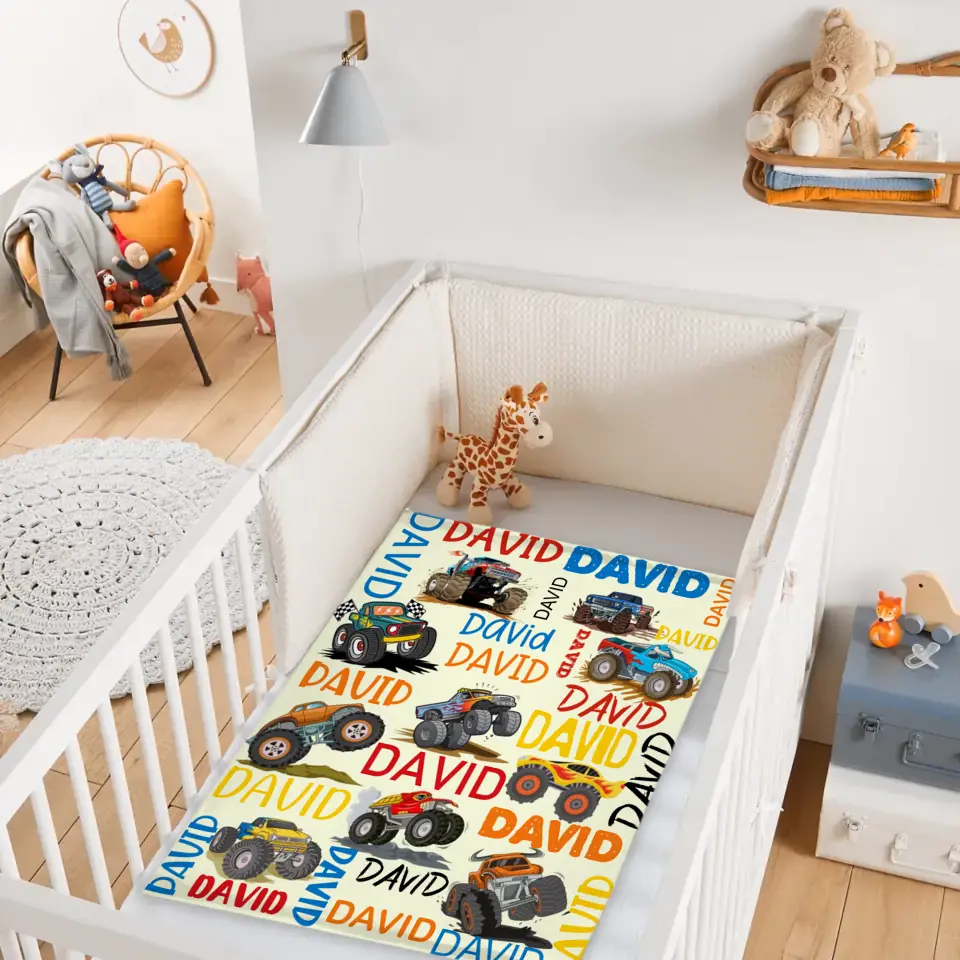 Crazy Truck Blanket - Gifts for Kids - Personalized Name Blanket