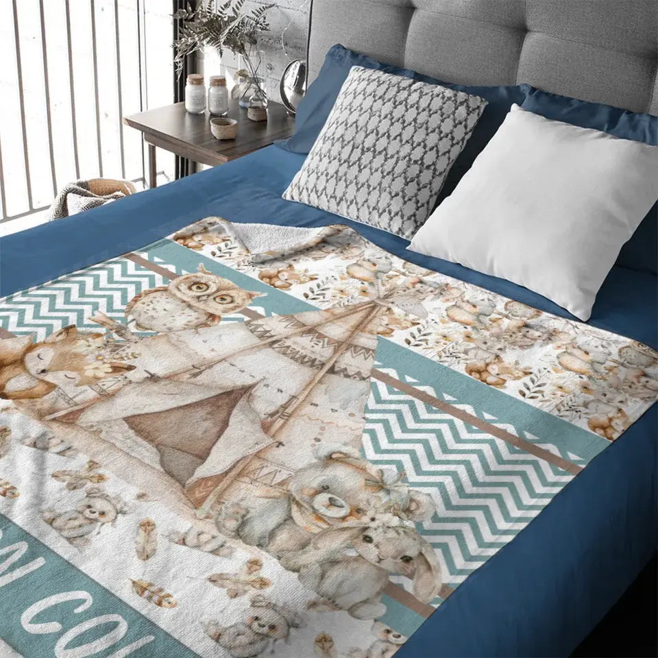 Name Customized Blanket Owl Bear Rabbit Fox Blanket