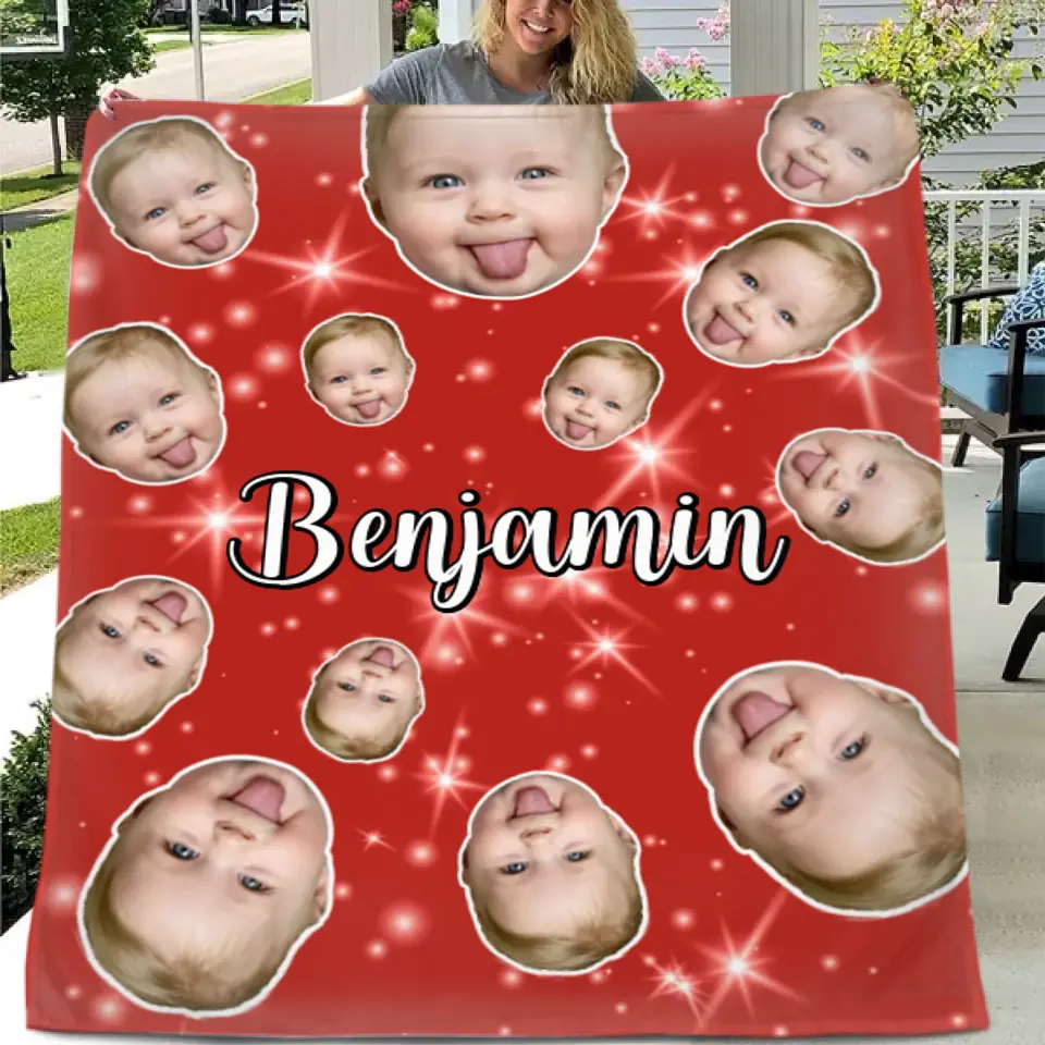 Face Blanket, Personalized Blanket with Photo, Blanket with Baby Pet Human Face