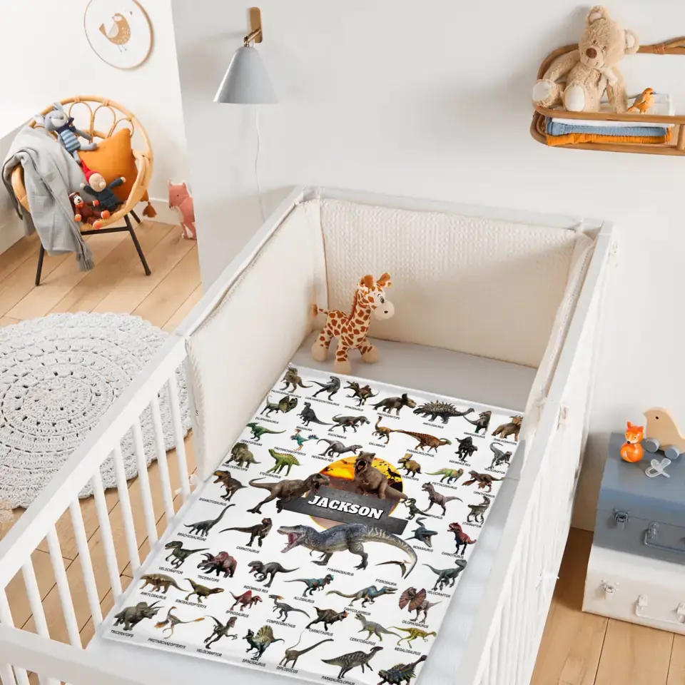 Jurassic Dinosaur Name Customized Blanket - Gift for Boys